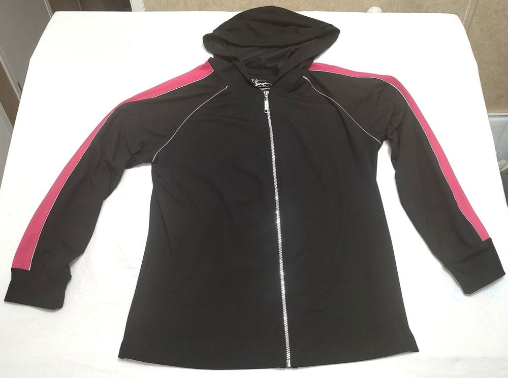 V Sport by Venezia black and pink zip hoodie, size 14/16